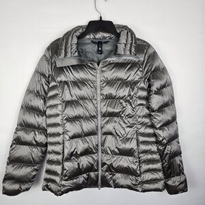ALL IN MOTION- Womens L Packable Lightweight Compact Puffer Jacket- Silver